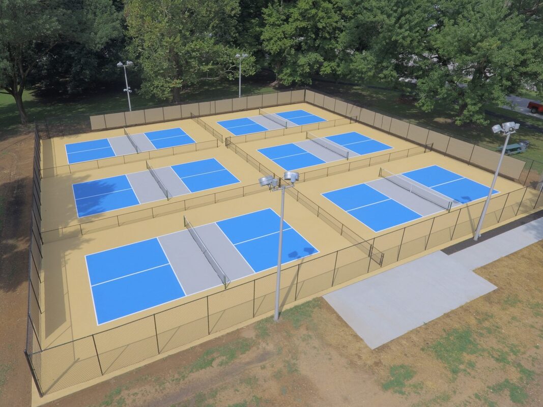 Freshly coated pickleball court complex in Wilmington NC