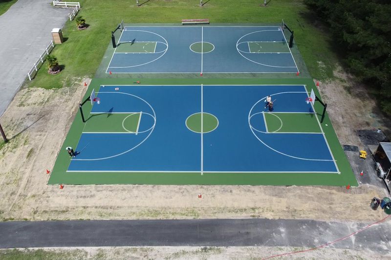 Aerial of the two courts side by side