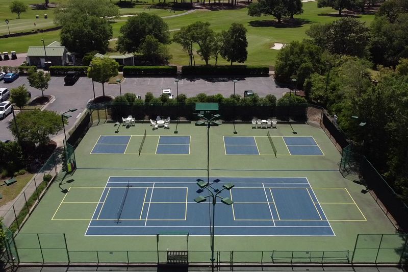 Wide aerial of the court complex and surrounding grounds
