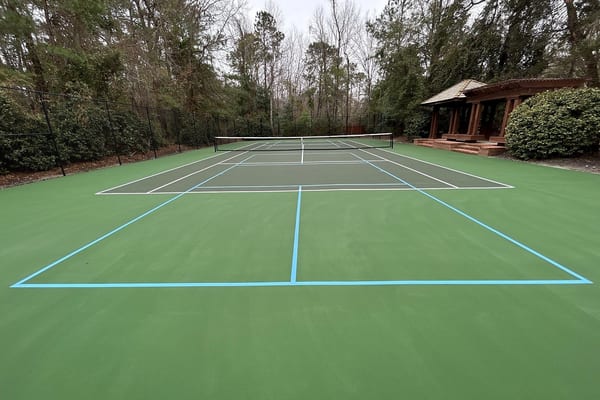 Resurfaced tennis court with pickleball lines, Wilmington, NC
